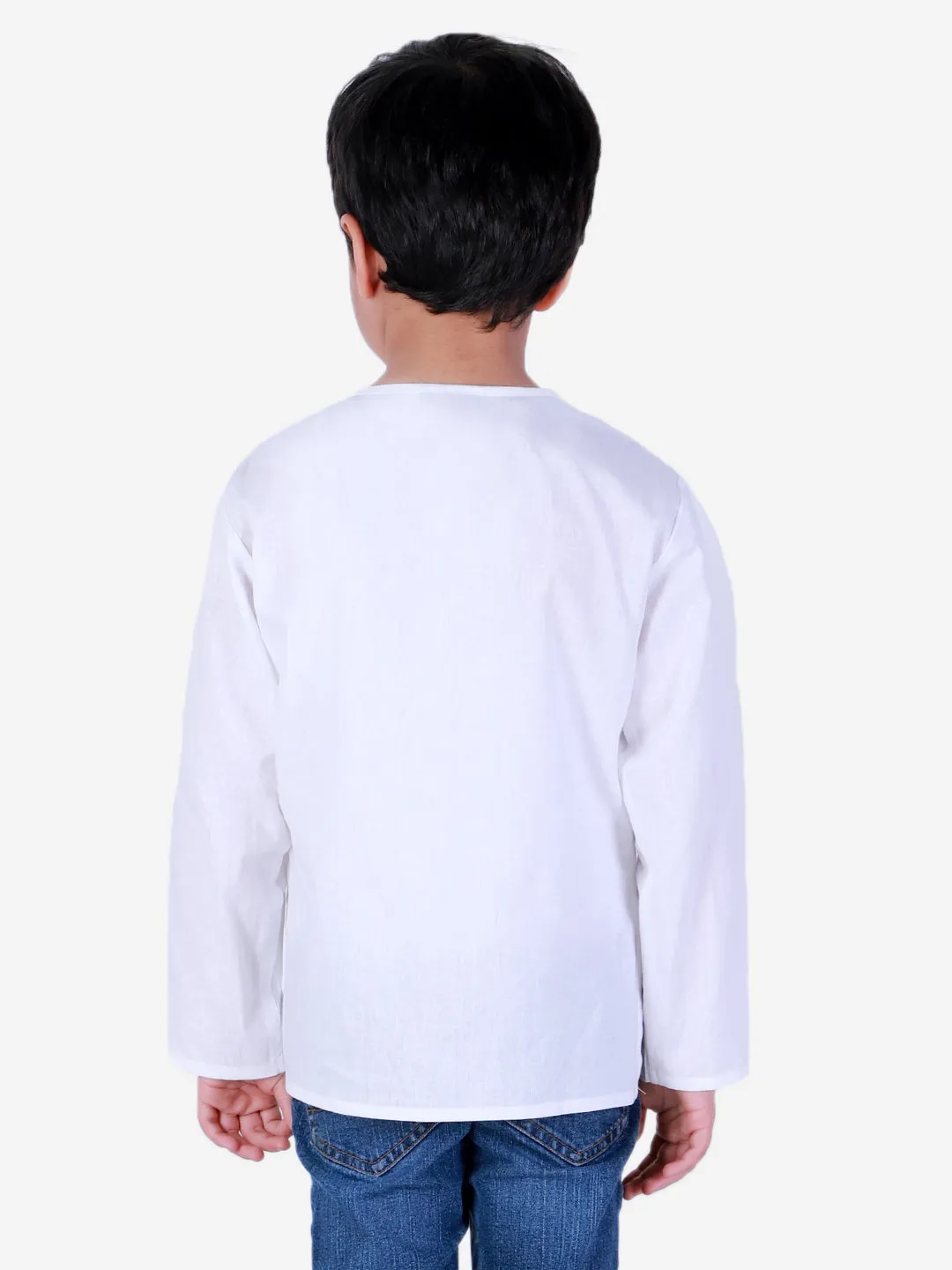 100% Cotton Full Sleeve Holi Kurta For Boys And Girls - White