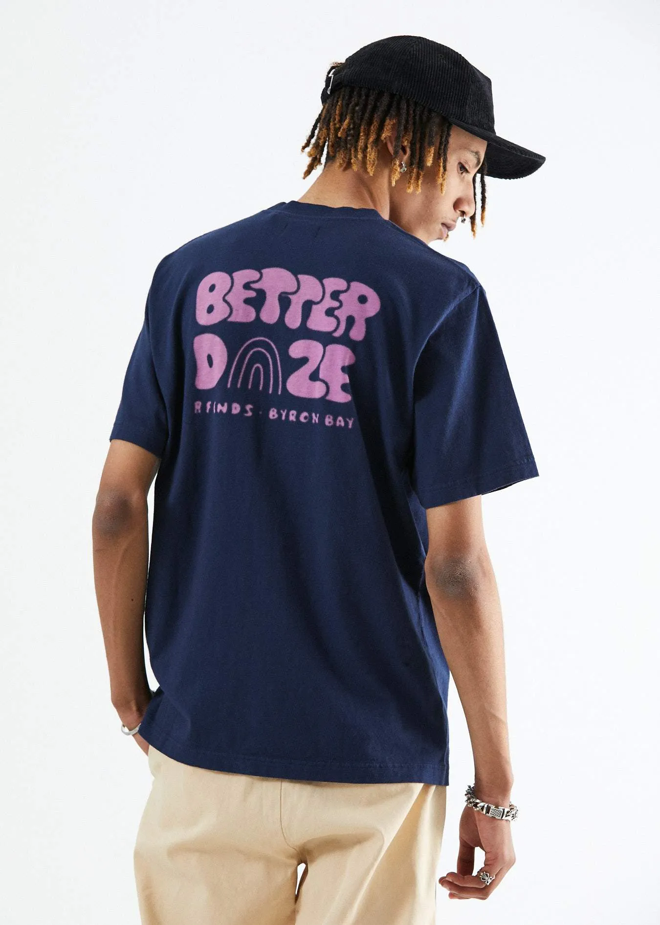 Afends Mens Better Daze - Retro Fit Tee - Black Iris