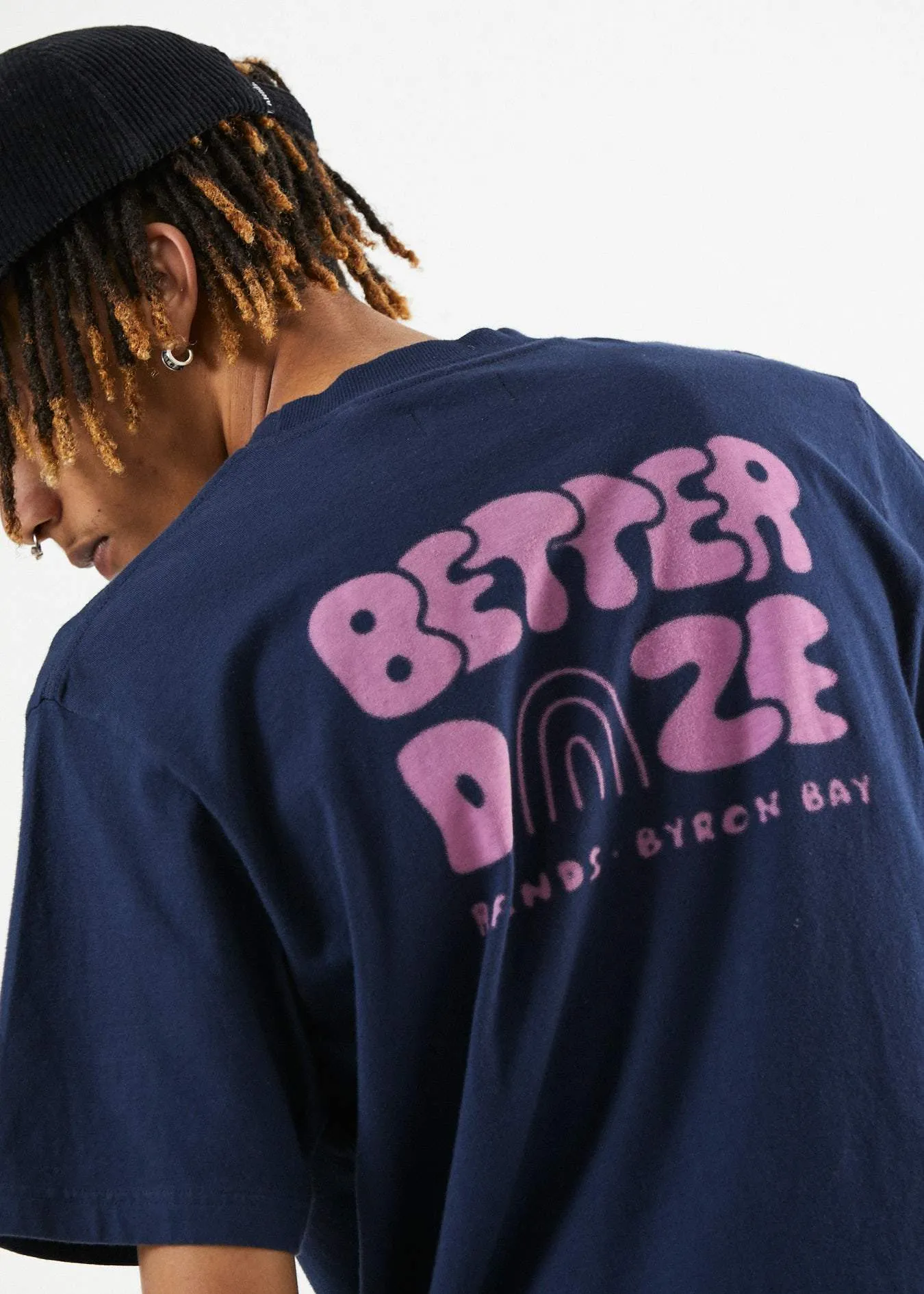 Afends Mens Better Daze - Retro Fit Tee - Black Iris