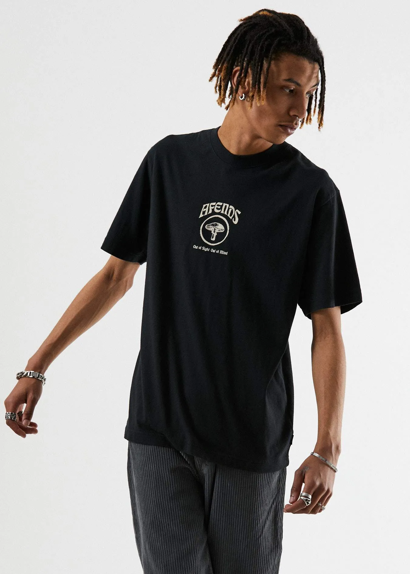 Afends Mens Out Of Mind - Retro Fit Tee - Black