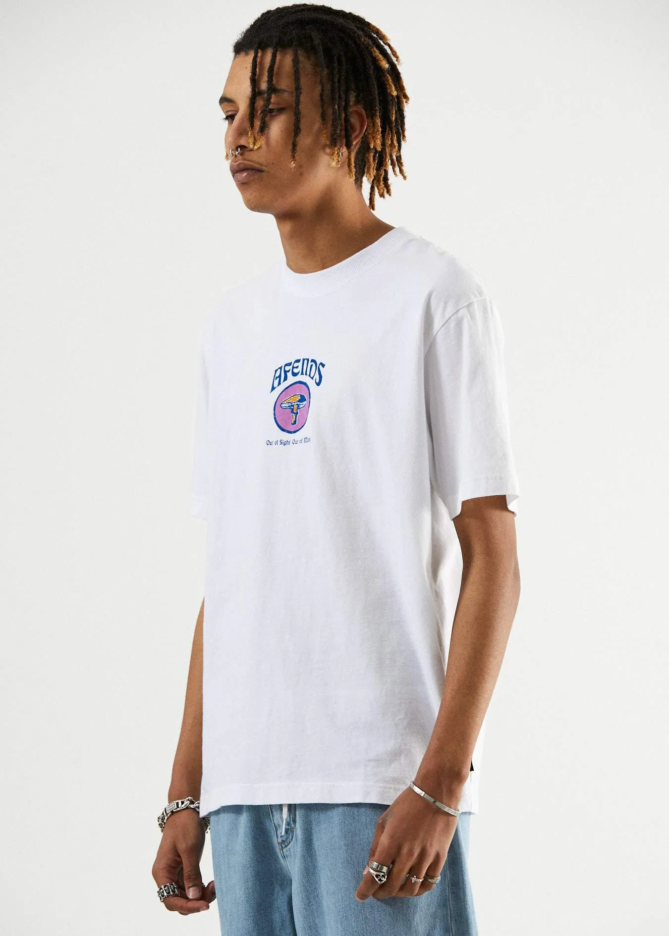 Afends Mens Out Of Mind - Retro Fit Tee - White