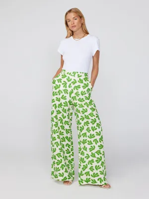 Angelina Leaf Print Wide Leg Trousers