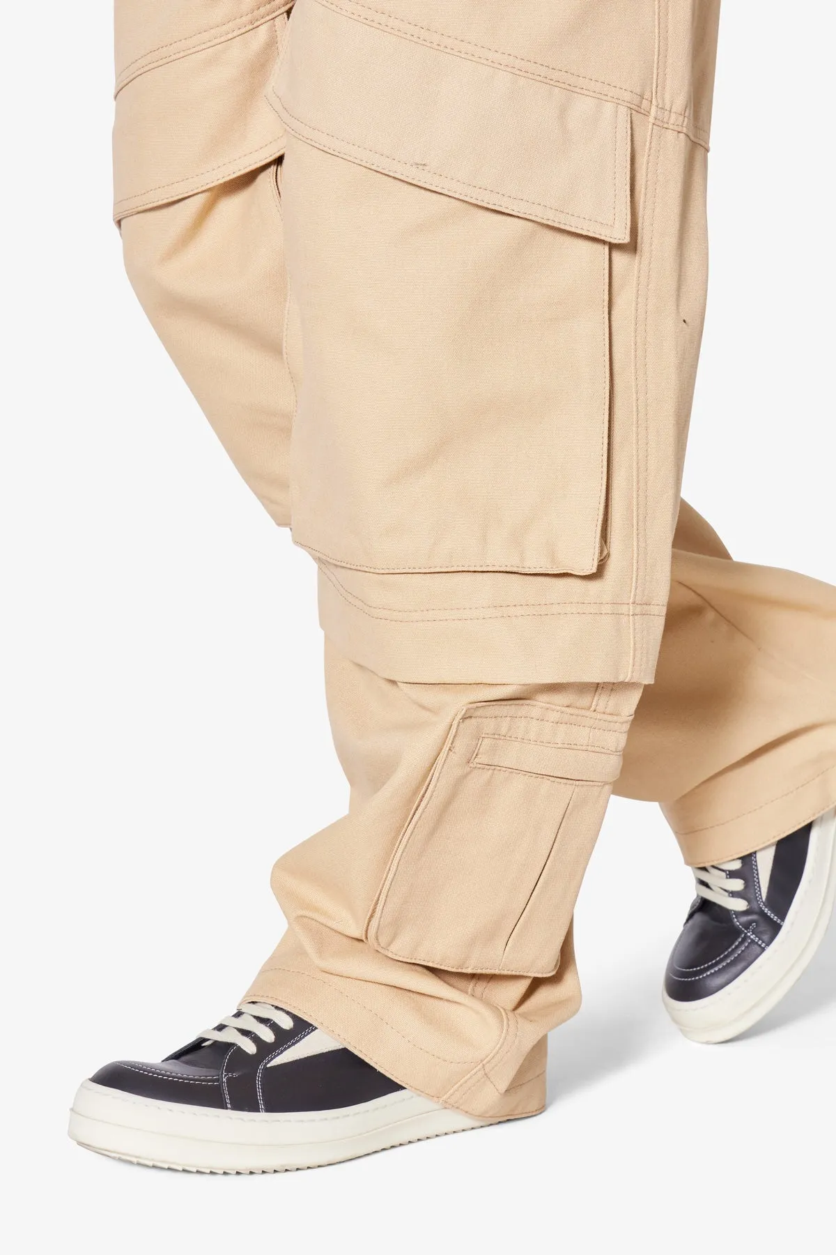 Baggy Slanted Cargo Pants - Khaki