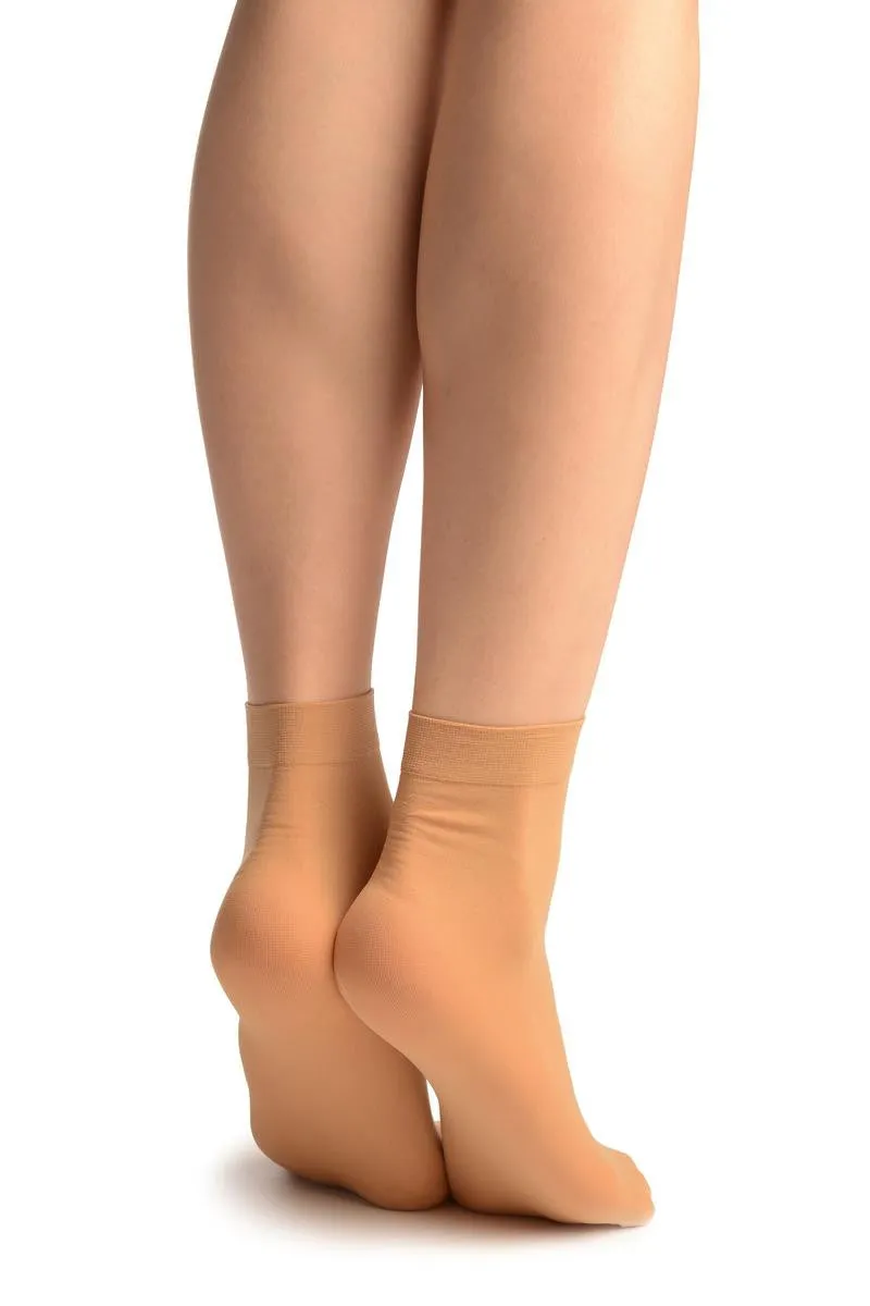 Beige Nude Plain Ankle High Socks