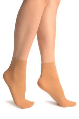 Beige Nude Plain Ankle High Socks