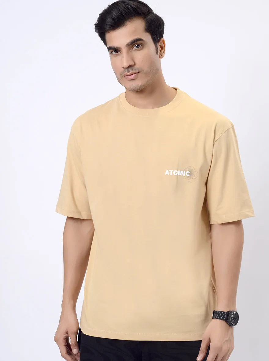 Beige Printed Relax Fit  Oversized T-Shirt | JadeBlue