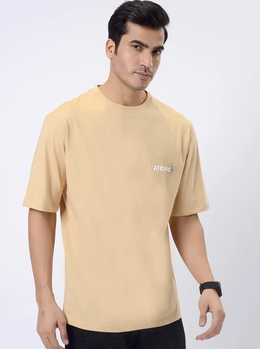 Beige Printed Relax Fit  Oversized T-Shirt | JadeBlue