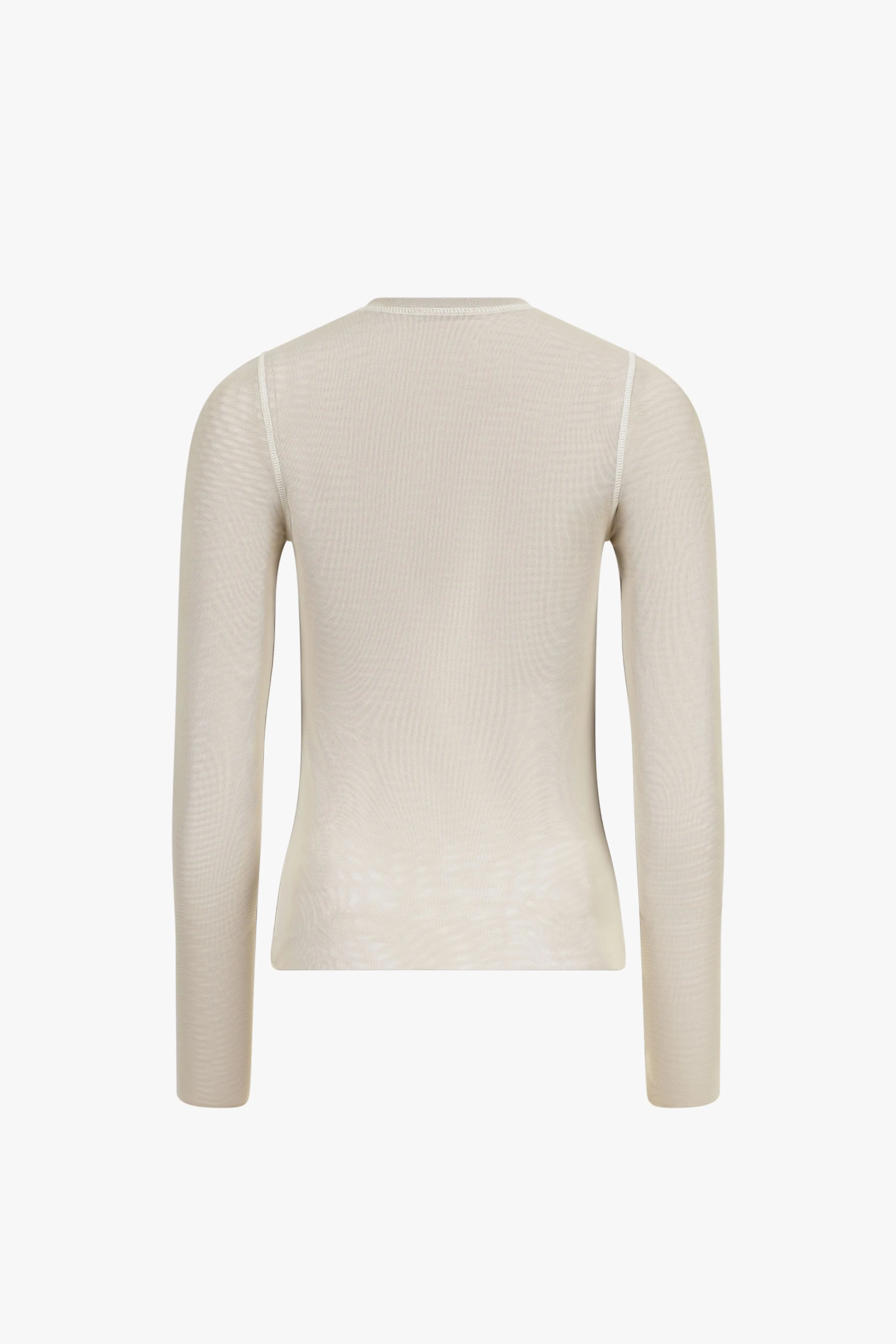 Beige/Brown Long Sleeve Mesh Top