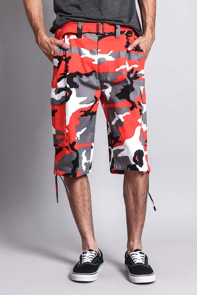 Belted Camo Cargo Shorts