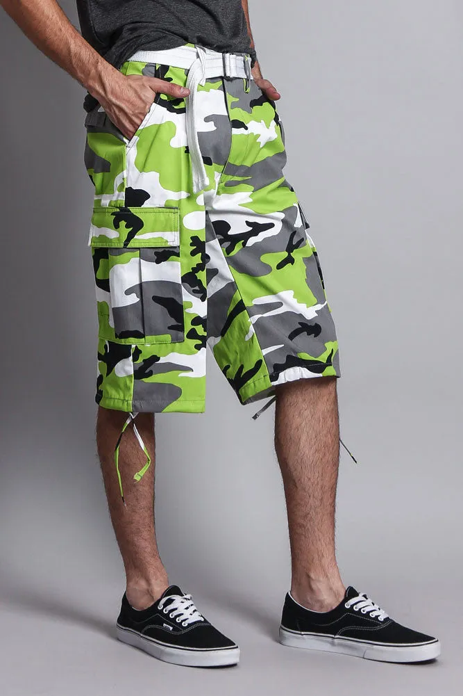 Belted Camo Cargo Shorts