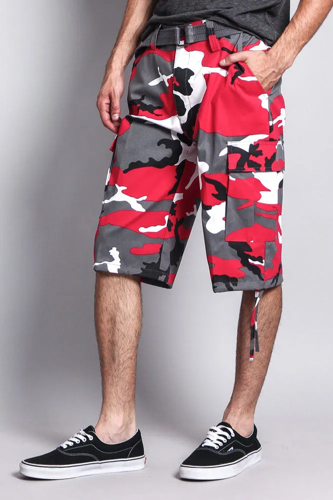 Belted Camo Cargo Shorts