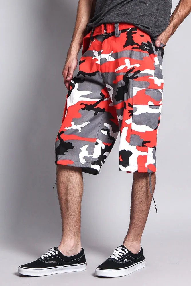 Belted Camo Cargo Shorts