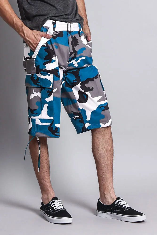 Belted Camo Cargo Shorts