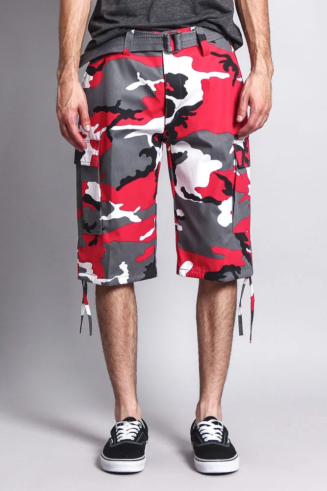 Belted Camo Cargo Shorts