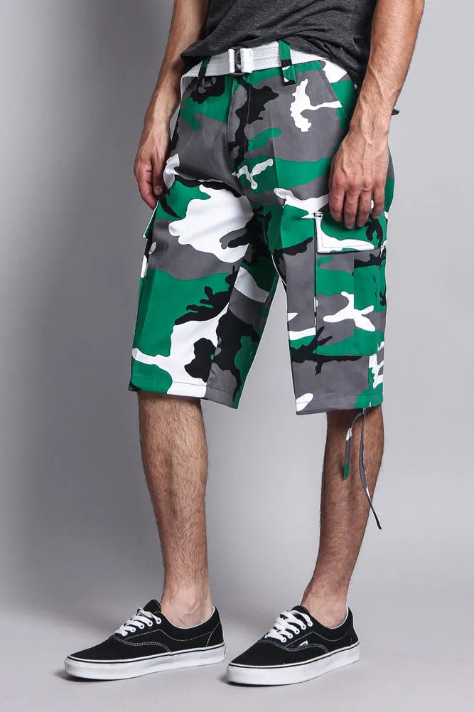 Belted Camo Cargo Shorts