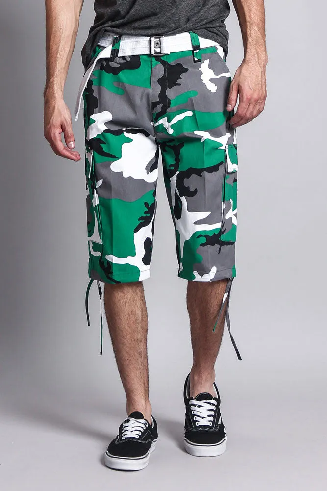 Belted Camo Cargo Shorts