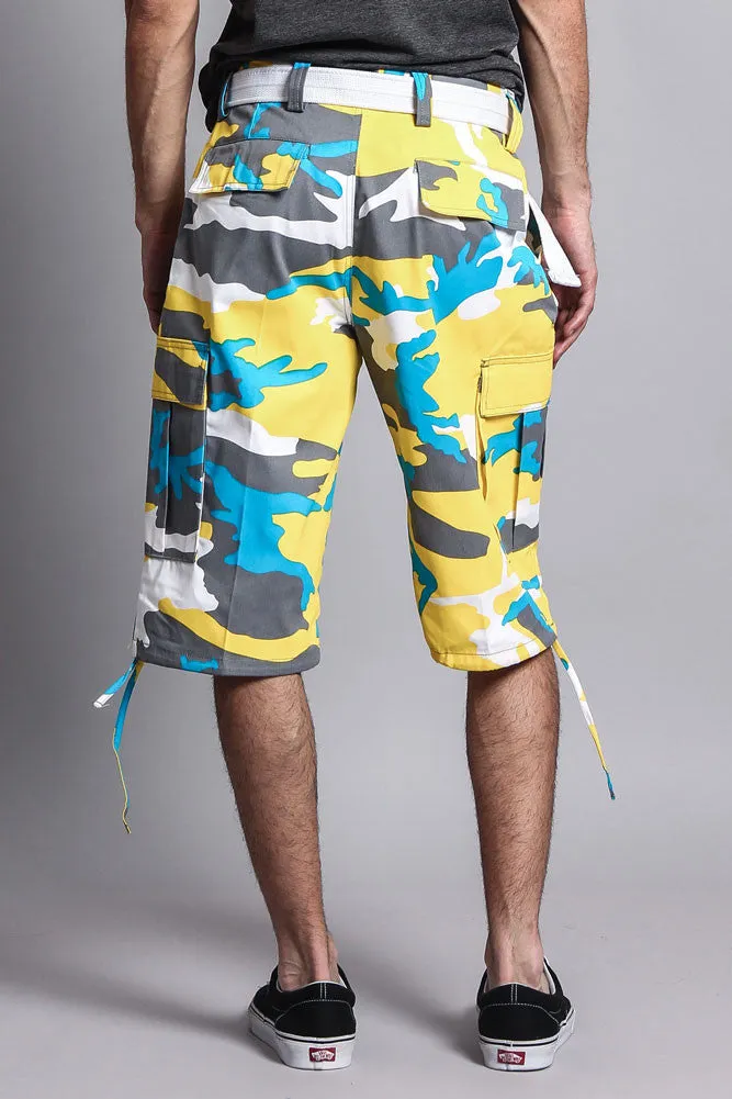 Belted Camo Cargo Shorts