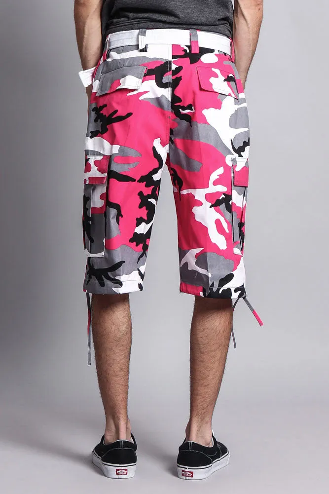 Belted Camo Cargo Shorts