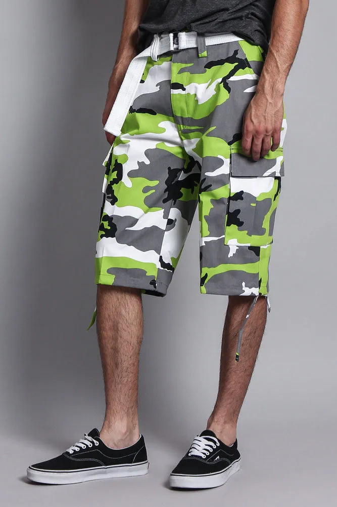 Belted Camo Cargo Shorts