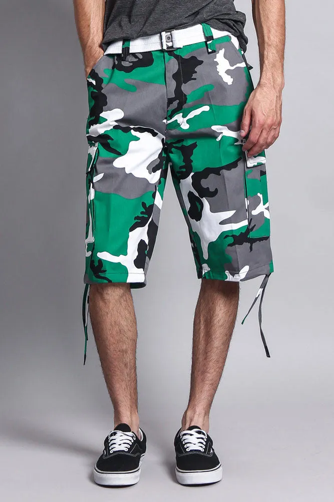 Belted Camo Cargo Shorts