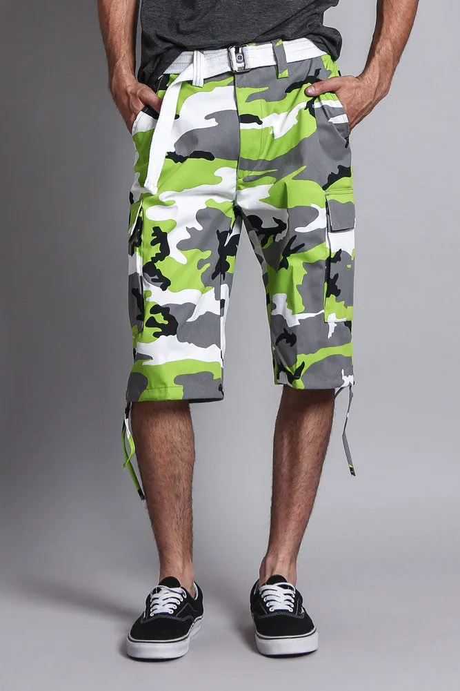 Belted Camo Cargo Shorts