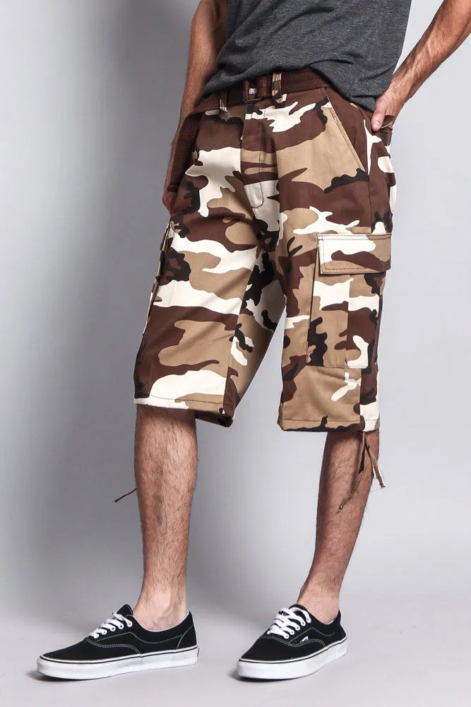 Belted Camo Cargo Shorts