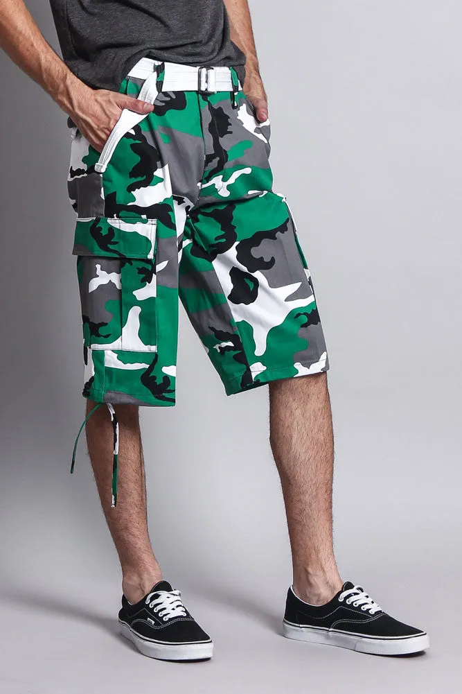 Belted Camo Cargo Shorts