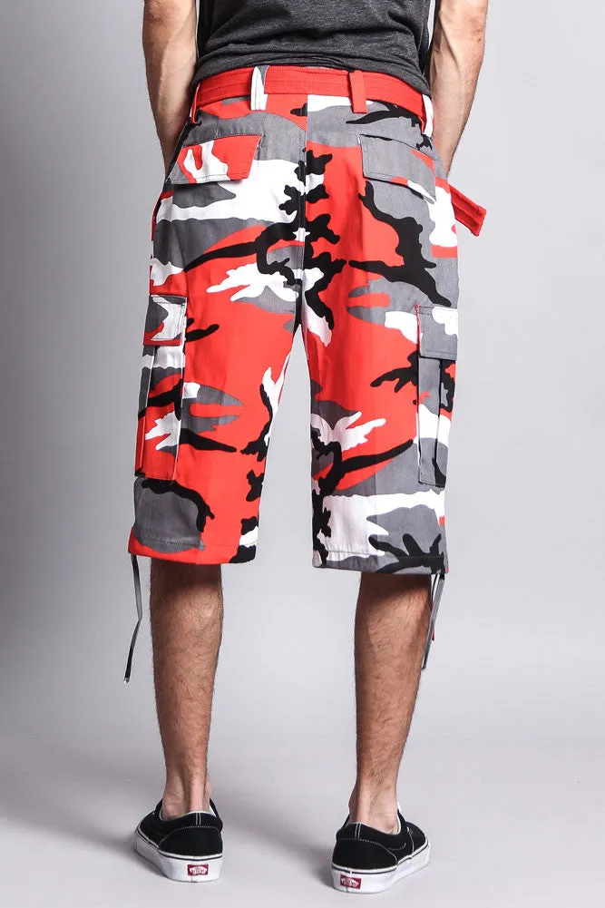 Belted Camo Cargo Shorts