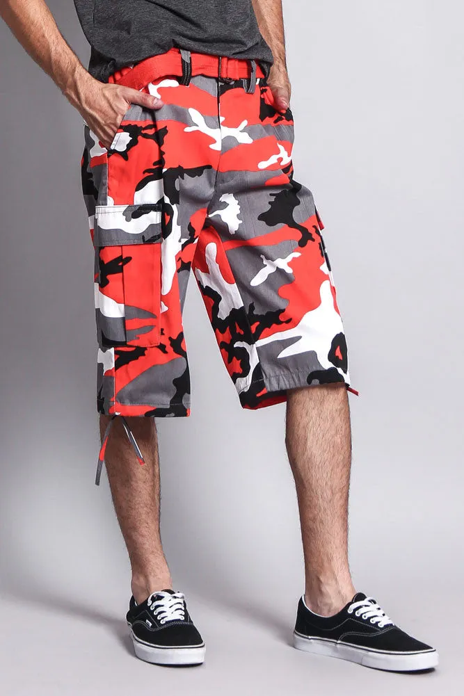 Belted Camo Cargo Shorts