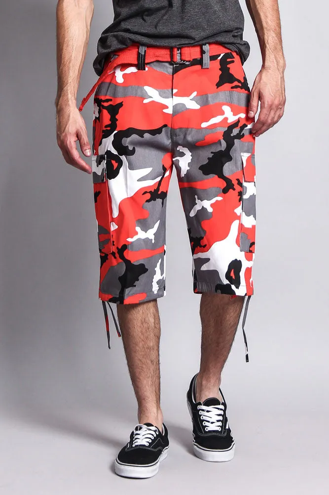 Belted Camo Cargo Shorts