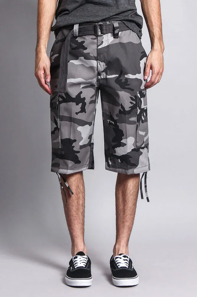 Belted Camo Cargo Shorts