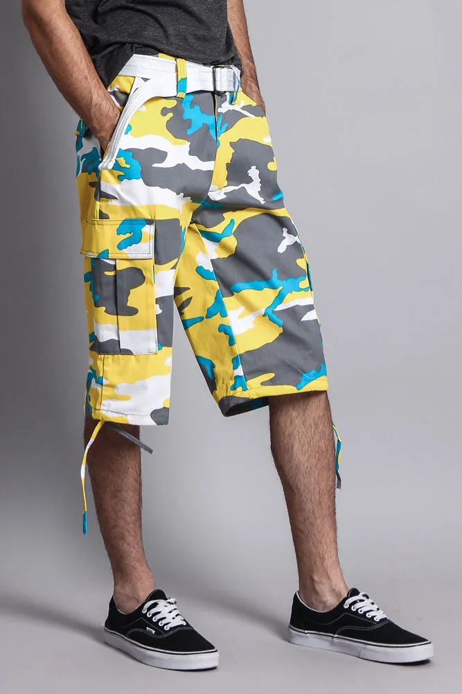 Belted Camo Cargo Shorts