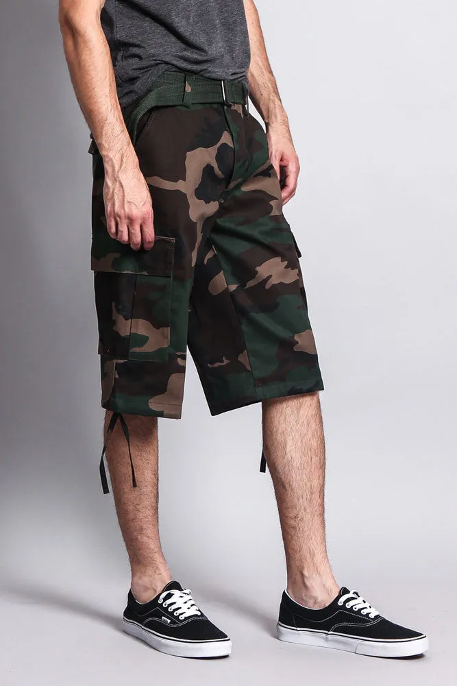 Belted Camo Cargo Shorts