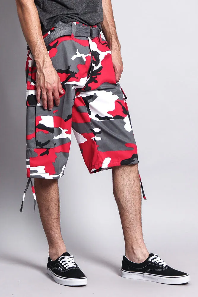 Belted Camo Cargo Shorts