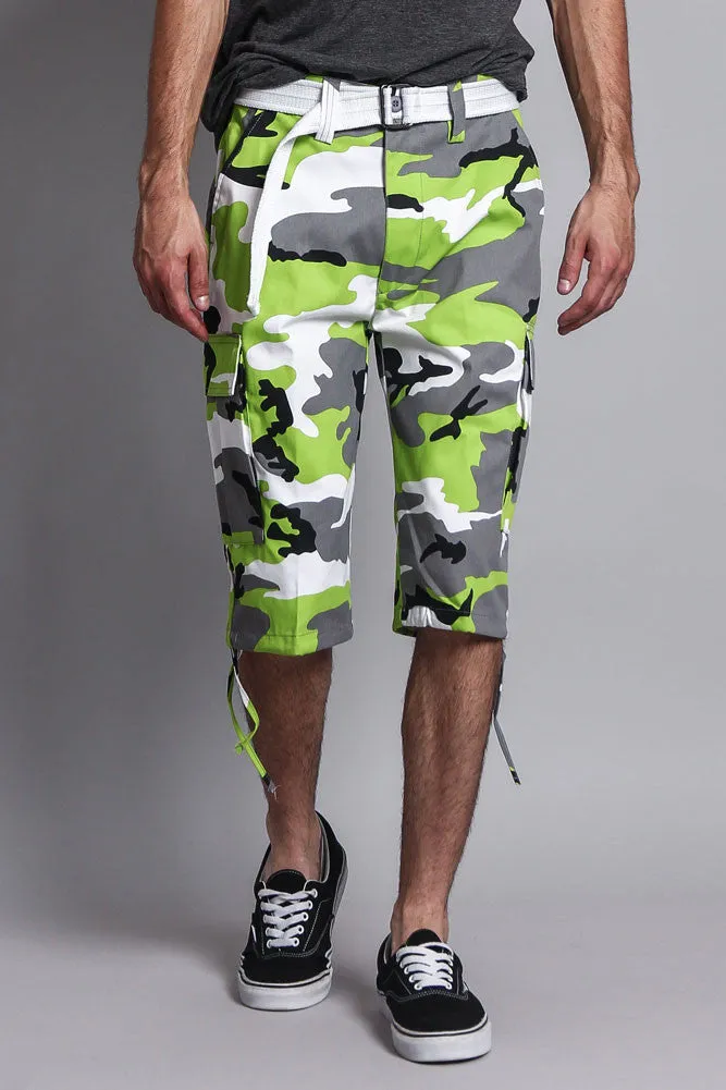 Belted Camo Cargo Shorts