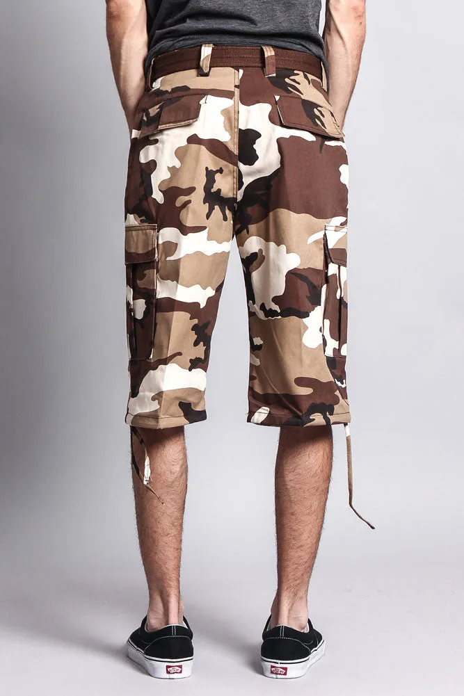 Belted Camo Cargo Shorts