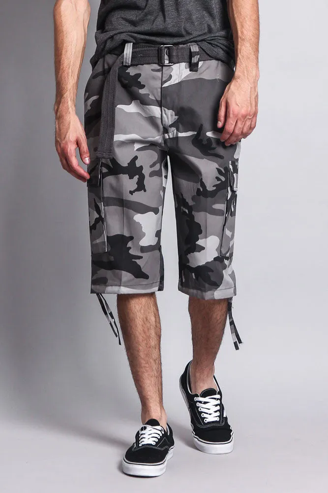 Belted Camo Cargo Shorts