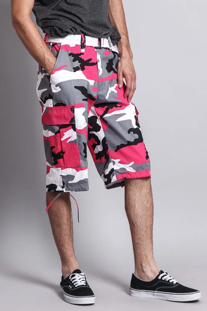 Belted Camo Cargo Shorts