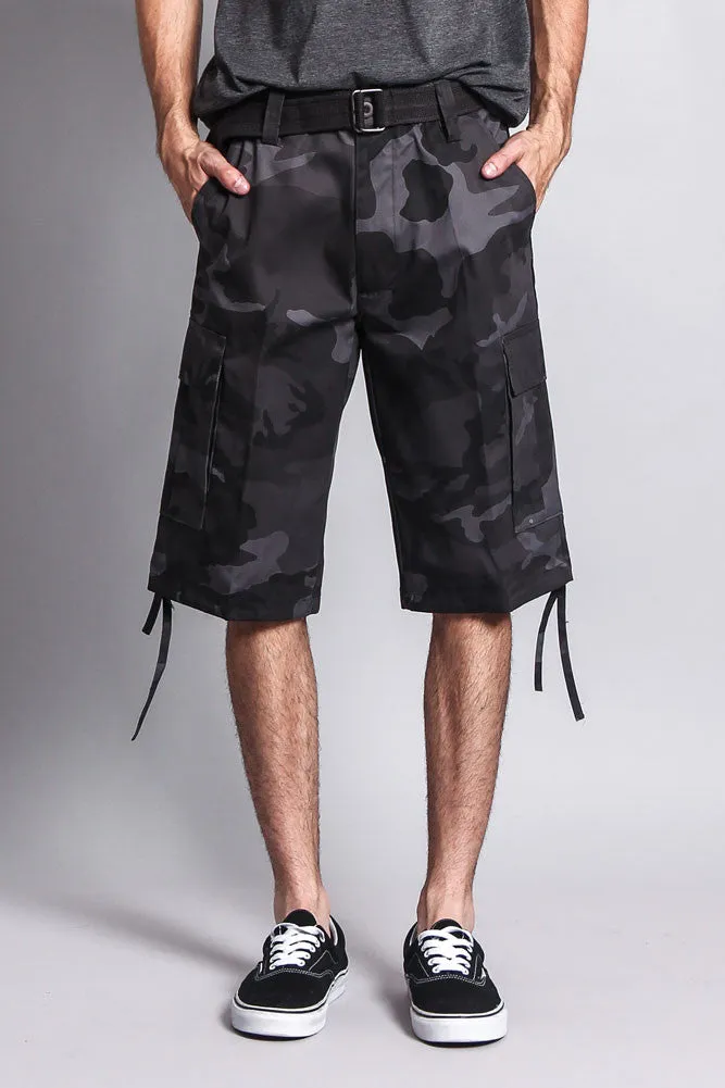 Belted Camo Cargo Shorts