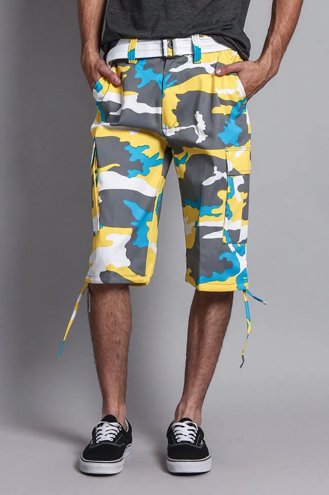 Belted Camo Cargo Shorts