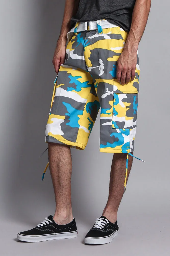 Belted Camo Cargo Shorts