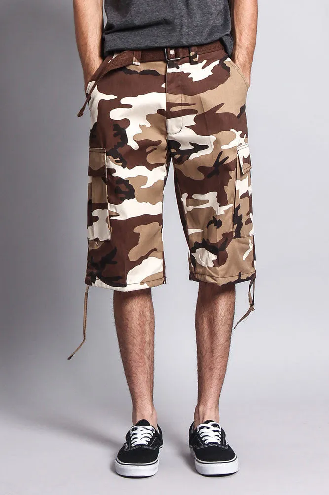 Belted Camo Cargo Shorts