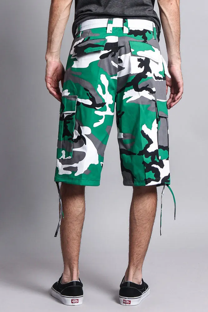 Belted Camo Cargo Shorts