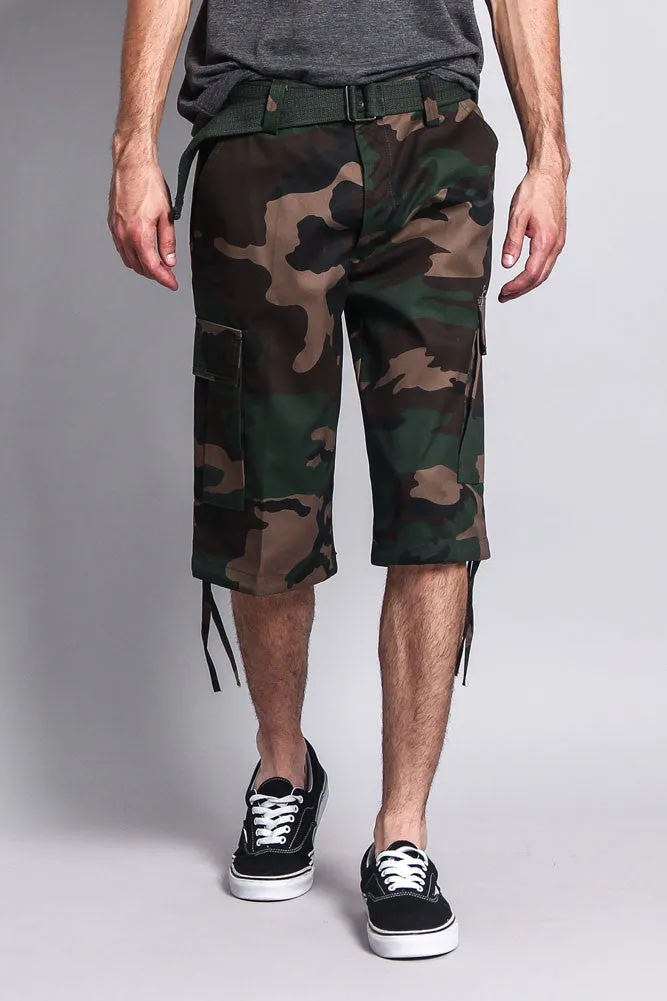 Belted Camo Cargo Shorts