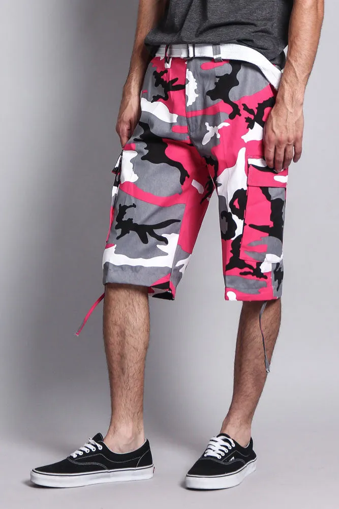 Belted Camo Cargo Shorts