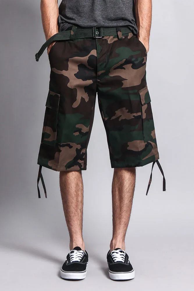 Belted Camo Cargo Shorts