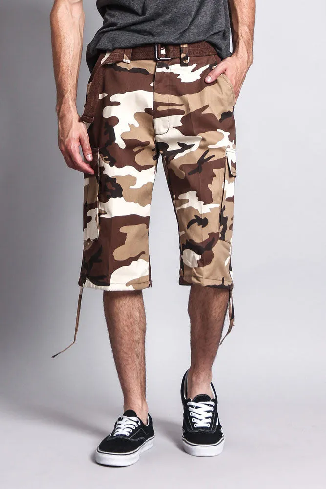 Belted Camo Cargo Shorts