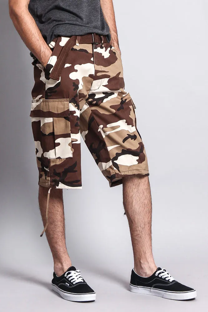 Belted Camo Cargo Shorts