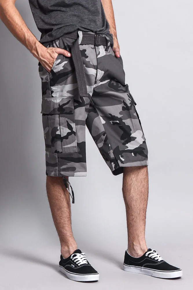 Belted Camo Cargo Shorts