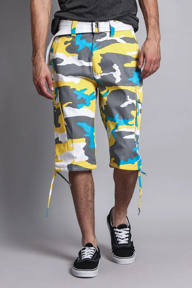 Belted Camo Cargo Shorts